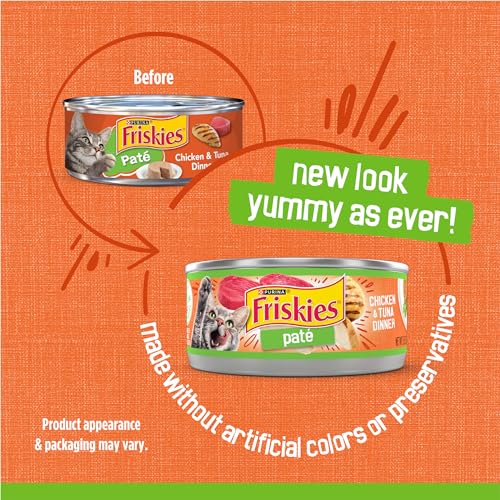 Purina Friskies Wet Cat Food Pate, Chicken and Tuna Dinner - (Pack of 24) 5.5 oz. Cans