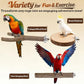 6 PCS Bird Perch Set, Natural Birch Wood Straight & Forked Perches with Platforms for Parakeets, Cockatiels, Conures, Lovebirds - Cage Accessories for Climbing & Exercise