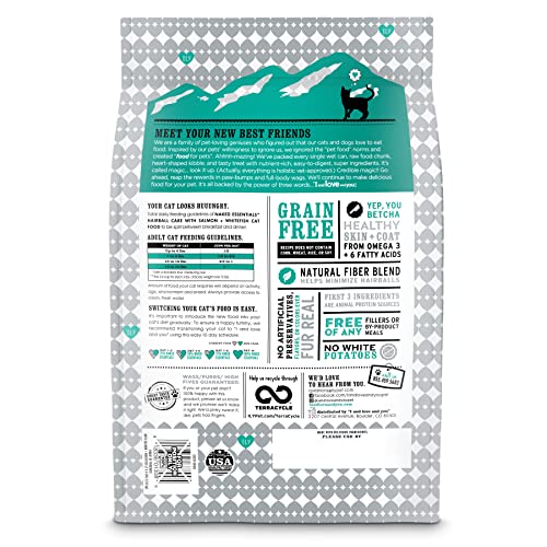 I AND LOVE AND YOU Naked Essentials Dry Cat Food - Salmon + Whitefish for Hairball Care - Grain Free, Real Meat, No Fillers, 3.4lb Bag
