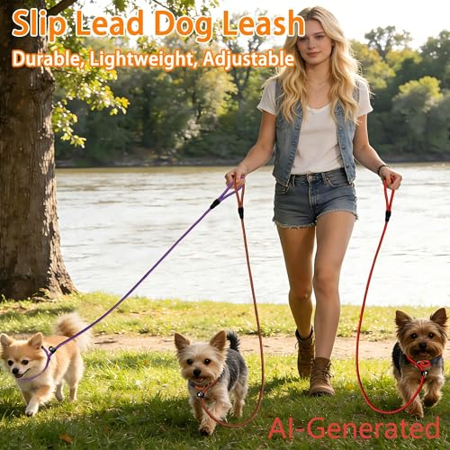 FOVRLZSE Nylon Dog Leash 5-Pack (Red/Black/Blue/Brown/Purple), 4.6FT Training Leash for Small to Medium Dogs, 10mm Braided Nylon with TPU Non-Slip
