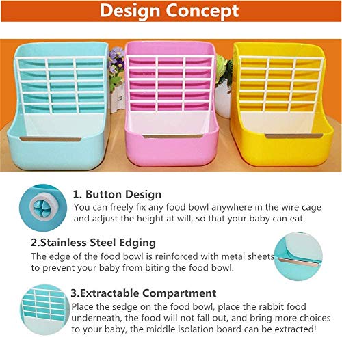 Rabbit Supplies with Bowl & Hay Feeder - Accessories for Bunnies & Guinea Pigs, 6x6x7 Inches (White)