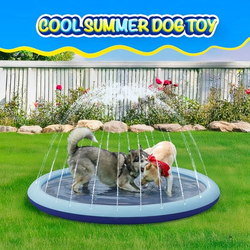 COMMOUDS Splash Pad for Kids and Dogs, Non-Slip Sprinkler Pad Thicken Pool Summer Outdoor Water Toys, Backyard Fountain Play Mat for Baby Toddlers