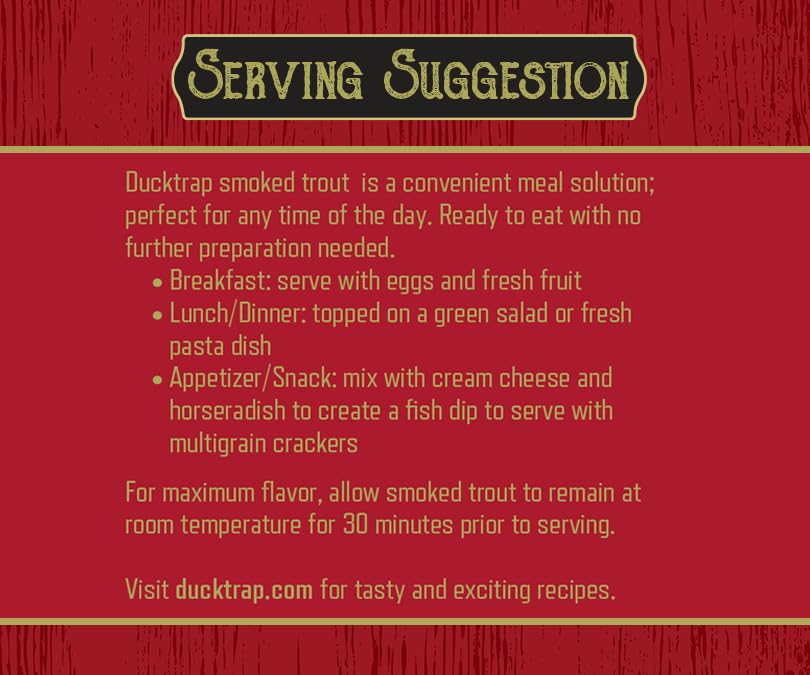 Duck Trap River Fish Farm, Trout Fillet Smoked Plain, 8 Ounce