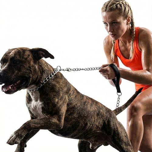 Heavy Duty Dog Leash,Metal Dog Chain Leash with Padded Handle for Large & Medium Size Dogs (6 ft. x 3.0 mm (25-120 lbs.))