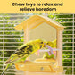 8.1 Inch Pet Bird Mirror with Perch Stand and Parakeet Chew Toys,Parrot Toys Bird Cage Decorative Accessory, Helps Birds Release Stress for Canaries Budgies Lovebirds Conures Cockatiels (Yellow)