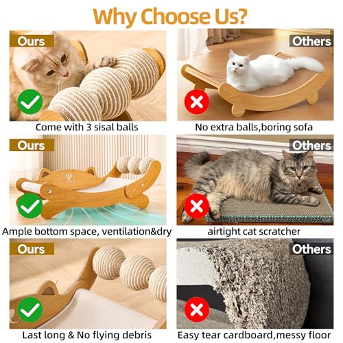 Cat Scratch Pad with Replacement Scratching Felt, Large Cat Scratcher Bed Hammock Lounge for Scratching Pad, Protects Furniture,Kittens Gifts