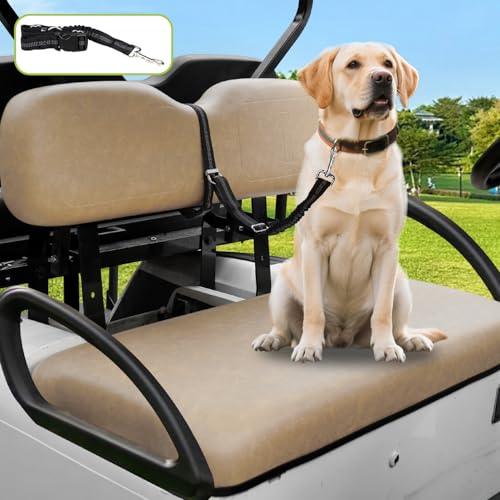 Golf Cart Dog Seat Leash, Pet Dog Seat Belt Harness for Golf Cart, with Adjustable Straps, Prevents Falls & Injuries, Black