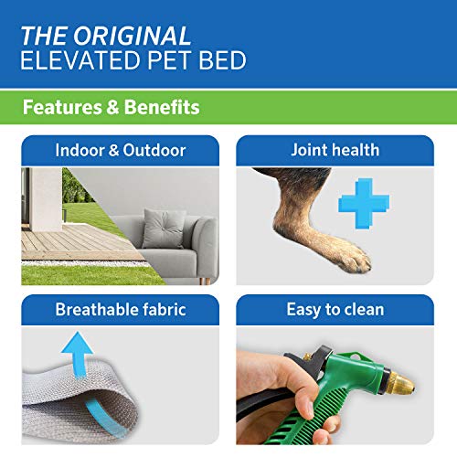 Coolaroo Original Elevated Dog Bed - Breathable Off-The-Ground Pet Bed with Cooling Fabric, Joint Relief & Moisture-Resistant Fabric, 100% Recyclable, Easy Clean, Grey, Medium