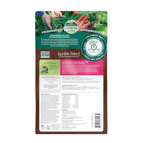 Oxbow Garden Select Adult Rat Food, Garden-Inspired Recipe for Adult Rats, Non-GMO, Vitamin & Mineral Rich Pet Food Pellets, Made in USA with Oxbow Hay, 2.5 Pound Bag