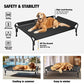 Veehoo Cooling Elevated Dog Bed, Raised Pet Cot with Guardrail & Slope Headrest, Durable & Breathable Teslin Mesh, Non-Slip Feet, Washable Dog Sofa