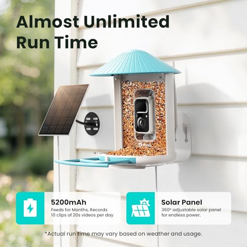 NETVUE by Birdfy Smart Bird Feeder with 2K HD AI Camera Solar Powered, Wireless Wildbird Watching, Live Stream&Color Night Vision, Auto-Capture & Notify, Free Cloud Storage(AI by Subscription)