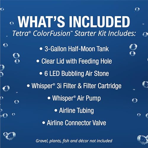 Tetra 3 Gallon Small Fish Tank, Aquarium Starter Kit, with Filter, Air pump, & Color Changing Light, Half Moon shape, for Gold Fish & Betta