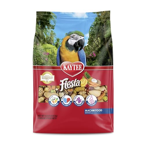 Kaytee Fiesta Macaw Food, Nutritious and Fun Blend, Supports Skin, Feather, Digestion, Brain and Heart Health, 4.5 pounds