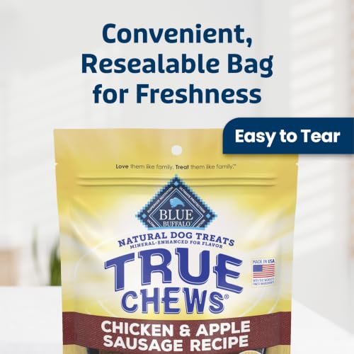 Blue Buffalo True Chews Chicken & Apple Sausage Natural Dog Treats, Real Meat Dog Snacks, Healthy Reward or Training Treat, Made in the USA with Real