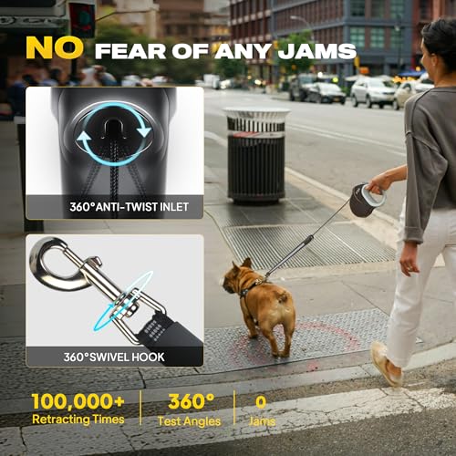 Fida Upgraded Retractable Dog Leash 30ft, Heavy Duty Pet Walking Leash for Medium/Large Breed up to 110 lbs, 360° Tangle-Free Long Retract Dog Lead