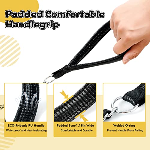 Metal Chain Dog Leash Chew Proof for Dogs, Black, 3.0mm, 4FT | Close Control for Training and Busy Areas, Chew Resistant Chain, Padded Handle, Swivel