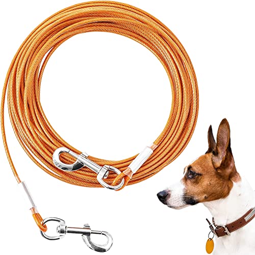 Tie Out Cable for Dogs,10/20/30/50/100FT Dog Leads for Yard Chew Proof,Heavy Duty Tie Out Cable for Large Dogs Up to 125lbs,Dog Runner Tether