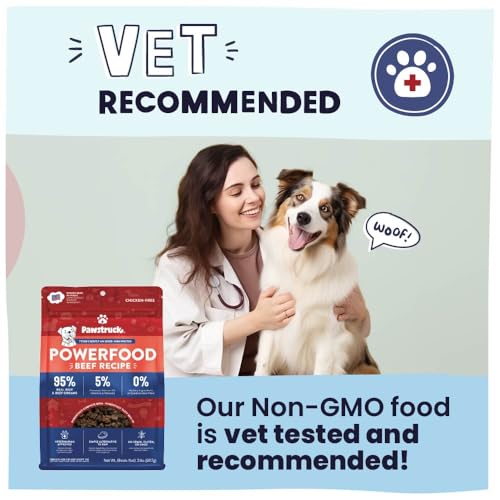 Pawstruck Air Dried Dog Food with Real Beef, Grain-Free, Made in USA, Non-GMO & Vet Recommended, High Protein Limited Ingredient Full-Feed for All Breeds & Ages, 2lb Bag