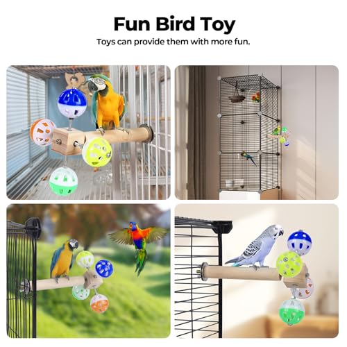 Bird Stand Perch Toy with Rotating Balls, Bird Toys for Parakeets, Ideal for Parakeets, Cockatiels & Lovebirds (NOT for Too Small BIRDCAGES - Avoid Unwanted Returns)(1PCS)