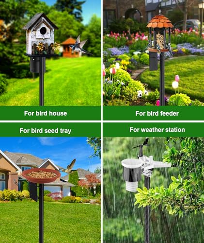 Heavy Duty Bird Feeder Pole - 60 Inch Adjustable 1 Inch Metal Bird House Pole with 14” Deep Auger Base | Outdoor Mount Kit for Bluebird Houses, Hummingbird Feeders, Smart Bird Feeder with Camera