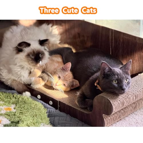 Extra Large Cat Scratcher Bed, 32 Inch Cat Scratching Board Cat Couch, Durable Cardboard Cat Scratcher Lounger, Modern Stylish Cats Bed for Indoor Cats, Furniture Protector