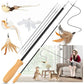 ROSAUI Cat Teaser Wand Toys, Interactive Bird Toys for Indoor Kittens, 42.15’’ Long Cat Fishing Pole Toys, 2Pcs Wires and 5Pcs Natural Refills, Sustainable Wooden Handles, Exercising, Playing