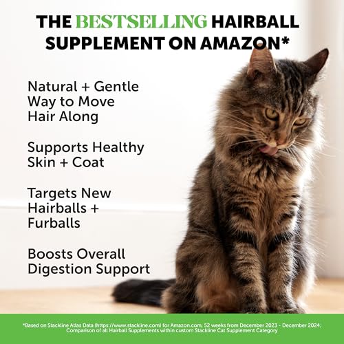 Cat Hairball Remedy Treats - Dual Texture Crunchy Creamy Hairball Treatment for Cats, Furball Relief Control Supplement with Fiber, Fish Oil for