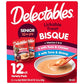 Delectables Lickable Treat Bisque Senior 10+ Wet Cat Treat Variety Pack, Food Topper, Hydrating, Grain-Free, No Fillers, No By-Products, No Added Preservatives, 1.4oz Pouch, 12ct