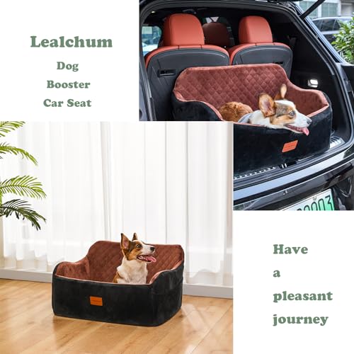 Lealchum Dog Car Seat Up to 55lb,2 Clip-On Safety Adjustable Leashs Car Dog Bed for 2 Small Dogs,Fully Detachable and Washable Pet Car Seat with 2