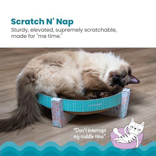 Catstages Scratch, Snuggle & Rest – 2‑in‑1 Indoor Cat Scratcher & Elevated Cat Lounger, Catnip Included