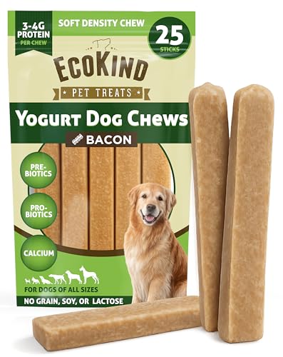 EcoKind Yogurt Dog Chews – Bacon | Dog Treats with Probiotics for Digestive Health, Gut Support & Wellness | Lactose Free, Grain Free, Natural Dog