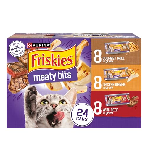 Purina Friskies Gravy Wet Cat Food Variety Pack, Meaty Bits - (Pack of 24) 5.5 oz. Cans