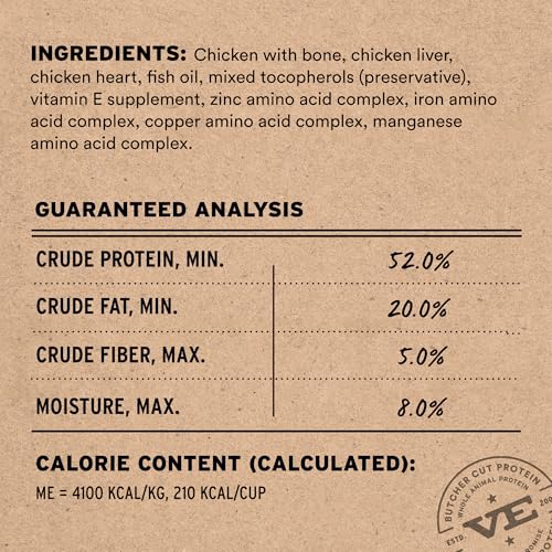 Vital Essentials Freeze Dried Cat Food, Raw Chicken Crunchy Mini Nibs | Complete Meal or Topper | 96% Chicken, Organs & Bone | Limited Ingredient, High Protein, Grain Free Dry Cat Food | 12 oz Bag