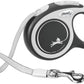 FLEXI® New Comfort Tape Retractable Dog Leash for Large Dogs Upto 110 lbs. – 26 ft., Nylon, Grey/Black| Tangle Free Pet Walking Leash with One-Handed