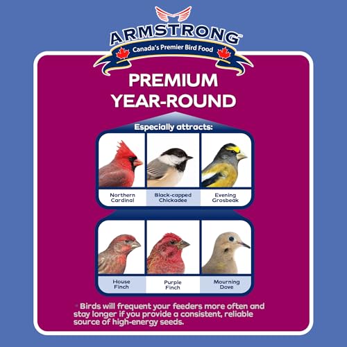 Armstrong Wild Bird Food Premium Year-Round Blend, 40 Pounds - with Cut Corn, Red Milo, White Millet & Black Oil Sunflower Seeds - Backyard Bird Feeding