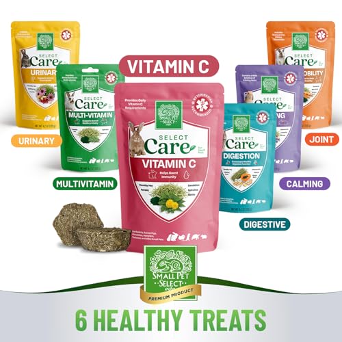 Small Pet Select - Select Care Vitamin C Support Supplement, Natural High Fiber Timothy Hay Based Treats for Rabbits, Guinea Pigs, Hamsters, Other Small Animals, 4.2 oz