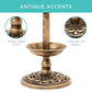 Best Choice Products Outdoor Solar Lighted Pedestal Bird Bath Fountain Decoration w/Planter, Integrated Panel, Scroll Accents for Lawn, Garden - Bronze