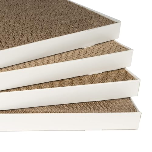 Basics Corrugated Cardboard Cat Scratchers, 4 Pack, White