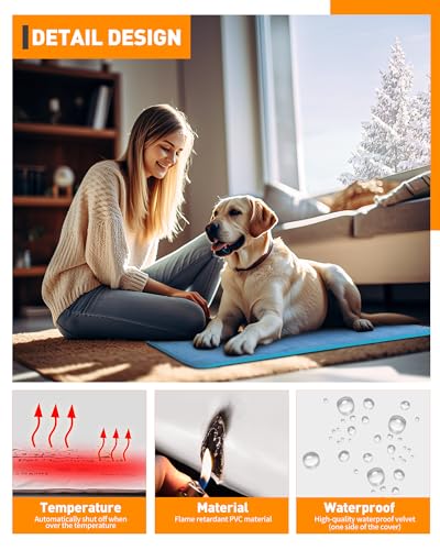 PETNF Pet Heating Pad Temperature Adjustment Dog Anti-bite Puppy with Timer Indoor Waterproof Pet Warming Electric Heated Bed Mat Dog