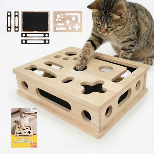 Cat Scratch Puzzle Enrichment Box, Interactive Cat Nail File Box with Sandpaper Liner for Cat Claw Care, Cat Scratch Puzzle Box - Stress Free