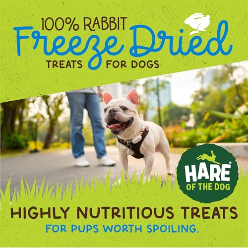 Hare of the Dog Freeze Dried Rabbit Treats for Dogs - All-Natural, Single-Ingredient, High-Protein Snacks - Made in the USA (2.25 Oz 2 Pack)