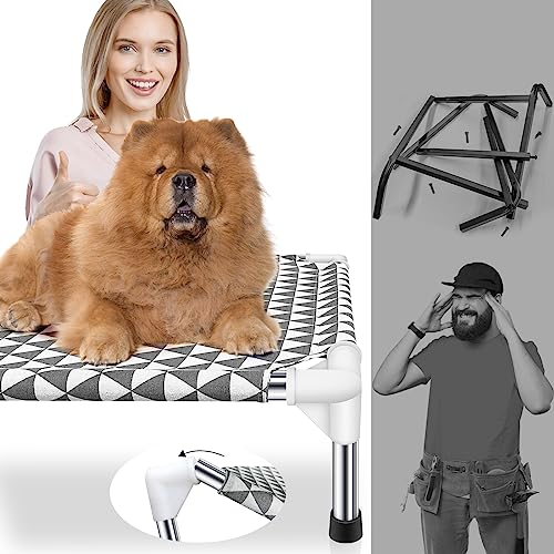 Elevated Outdoor Dog Bed, Medium Size, Cotton Material, Non-Slip Feet, Fits up to 70lbs
