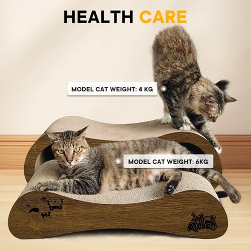 2 in 1 Cat Scratcher Bed, Cat Scratching Board, Cats Scratcher Set, Scratch-Resistant Cat Scratching Post Large (27.5L X 9H in.) and Small (24.5L X 6H in.), Corrugated Cardboard