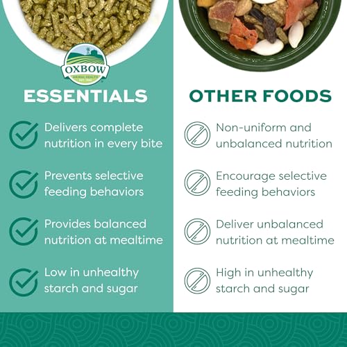 Oxbow Essentials Rabbit Food, Adult, Made with Oxbow Timothy Hay for Rabbit, Pet Pellets with Vitamins & Minerals, Small Animal Pet Products, Bunny Food, Made in USA, High Fiber, 10 lb. Bag