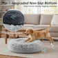 JOLLYVOGUE Small Dog & Cat Beds for Indoor Cats - 20 inches Calming Donut Dog Bed for Kittens & Puppies, Washable Round Fluffy Plush Faux Fur Pet Beds (Smoke Grey)