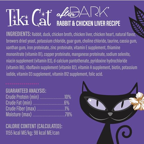 Tiki Cat After Dark Pâté Wet Cat Food, Rabbit & Chicken Liver, 3 oz. Cans (12 Count)