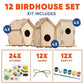 12 DIY Bird House Kits For Children to Build - Wood Birdhouse for Kids to Paint - Unfinished Bird Houses - Spring Crafts Kits - Wooden Arts & Craft for Girls & Boys - Classroom & Spring Activity