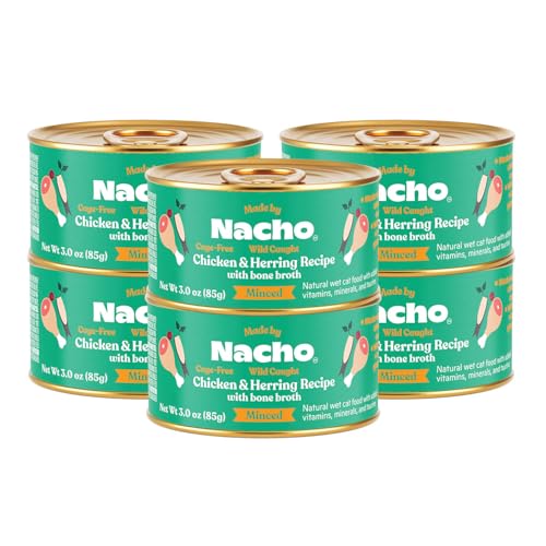Made by Nacho Wild-Caught Chicken & Herring Recipe with Bone Broth Minced Wet Cat Food, 3-oz can, Case of 6