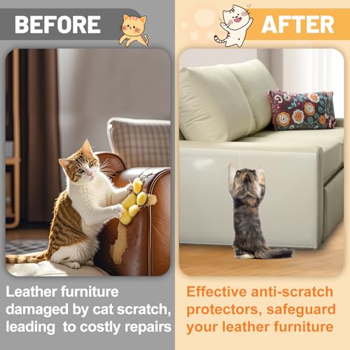 Acostop Cat Scratch Furniture Protector - Specially Designed for Leather Furniture, Easy to Remove Anti-Scratch Couch Protector from Cat, No Pins, 16 Pack
