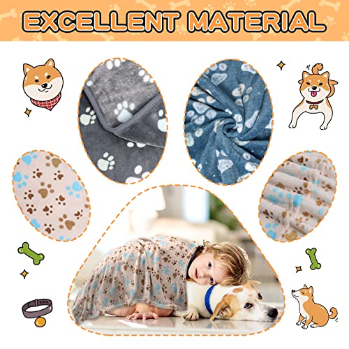 Rezutan 1 Pack 3 Blankets for Dogs, Dog Blanket for Large & Medium Pet Cat, Premium Soft Fluffy Suitable for Dog Kennels & Beds, Sofas, Gifts Puppy Essentials, 41x31inch, Gray/Blue/Beige